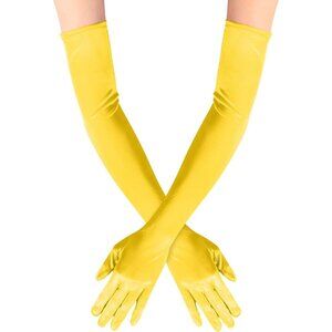 Women's Satin Dark Yellow Long Gloves Costumes Elbow Length Evening Party Prom